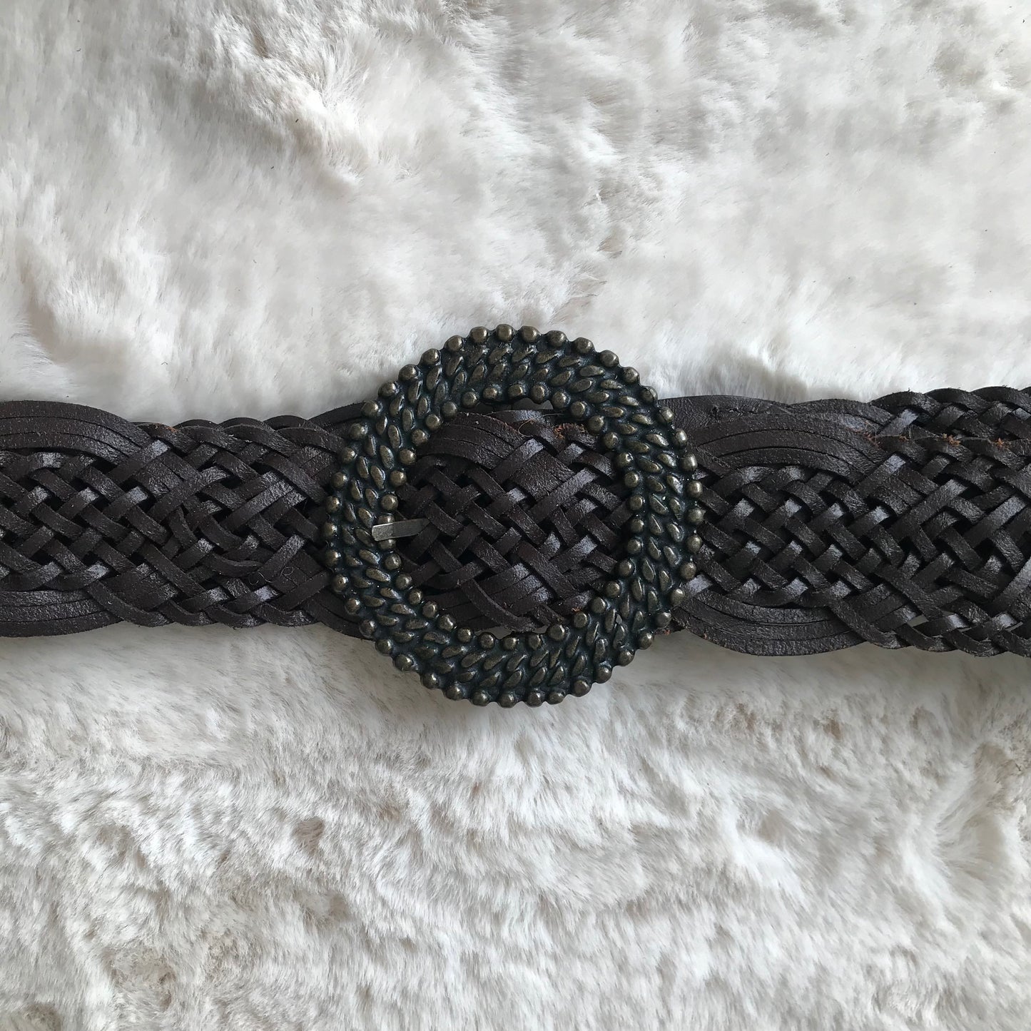 Black Woven Leather Belt
