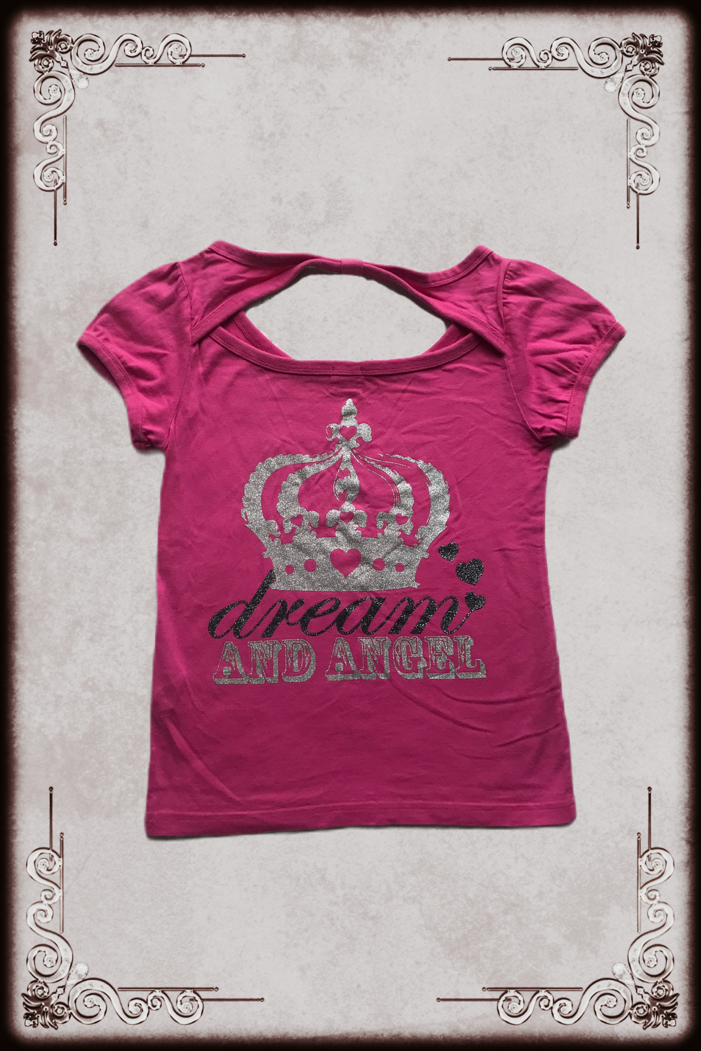 Hot Pink & Glitter Silver Crown Graphic Top