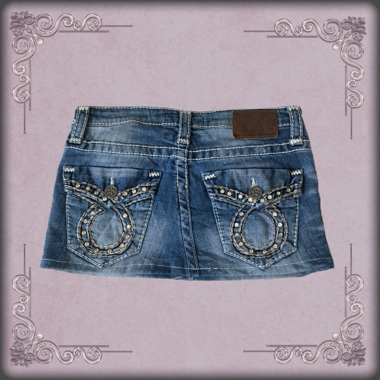Rhinestone Studded Micro Denim Mini Skirt