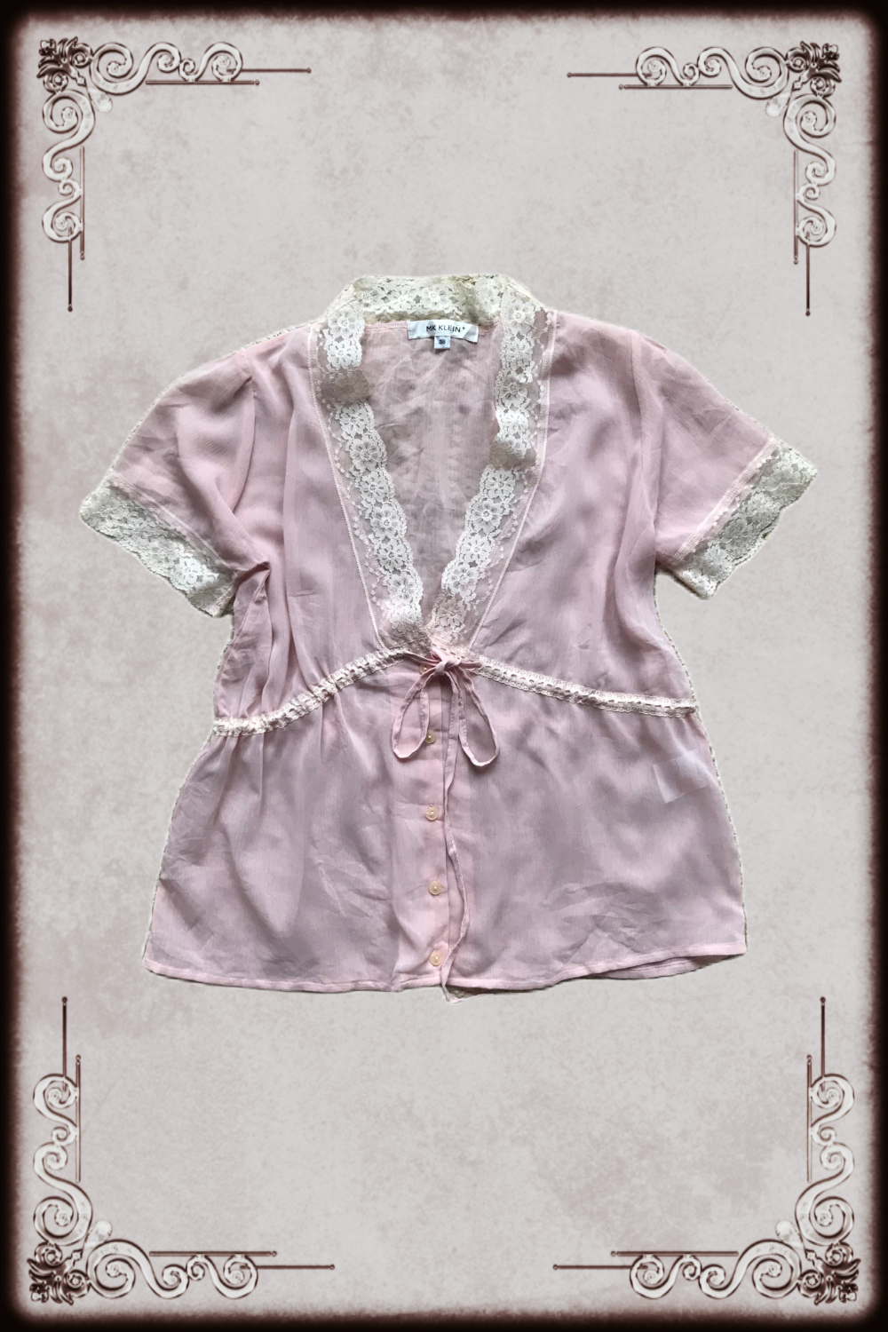 Sheer Pink Lace Trim Top