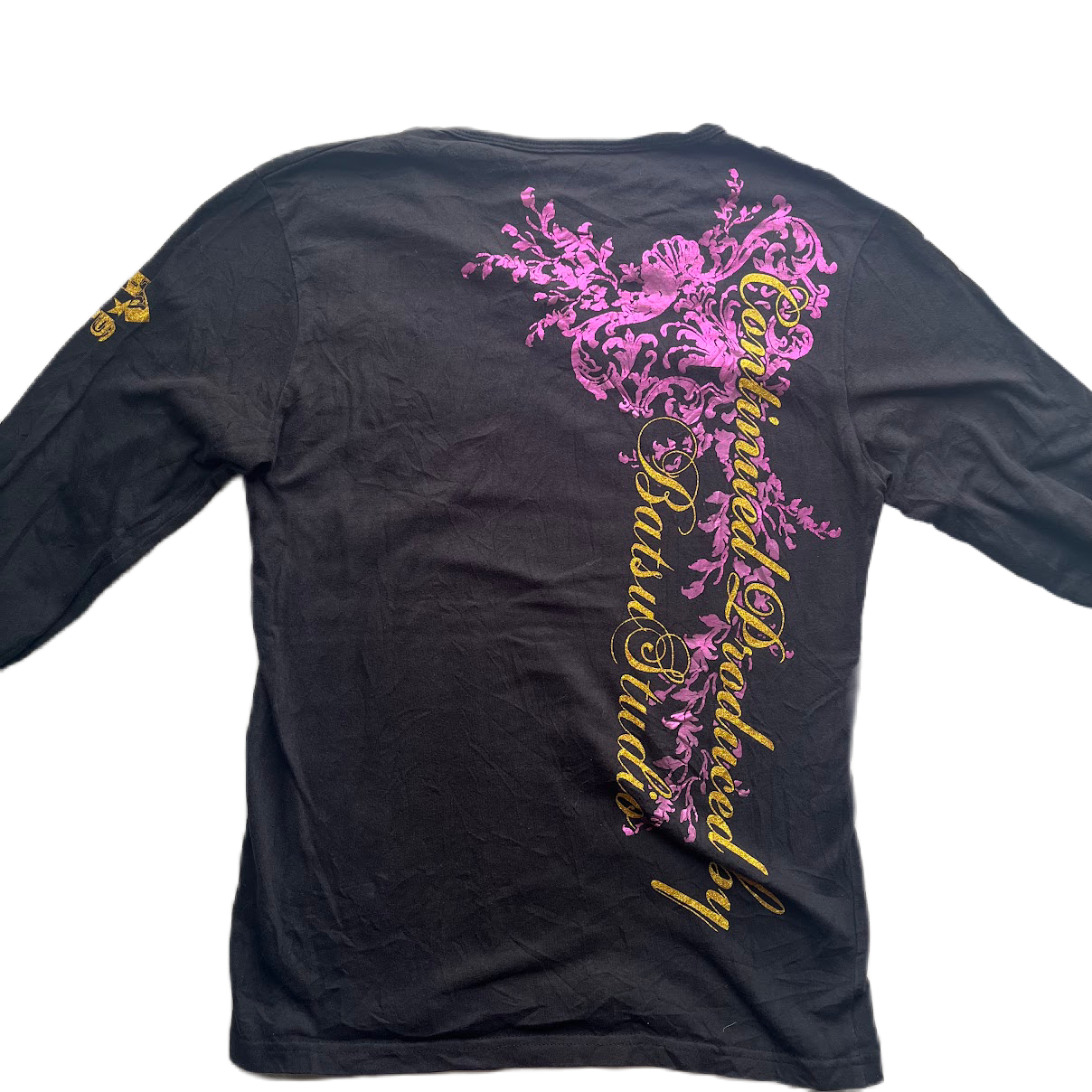 Ba-tsu Purple & Gold Lettering Print Long Sleeve