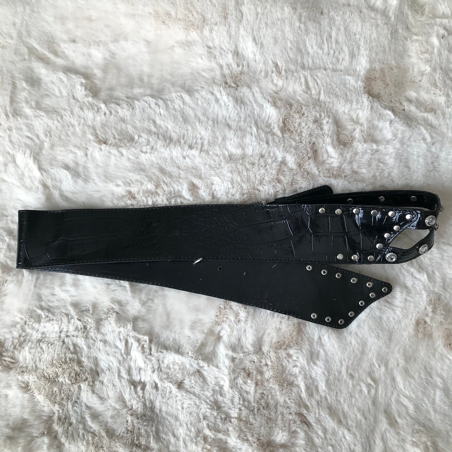 Black Rhinestone Statement Belt