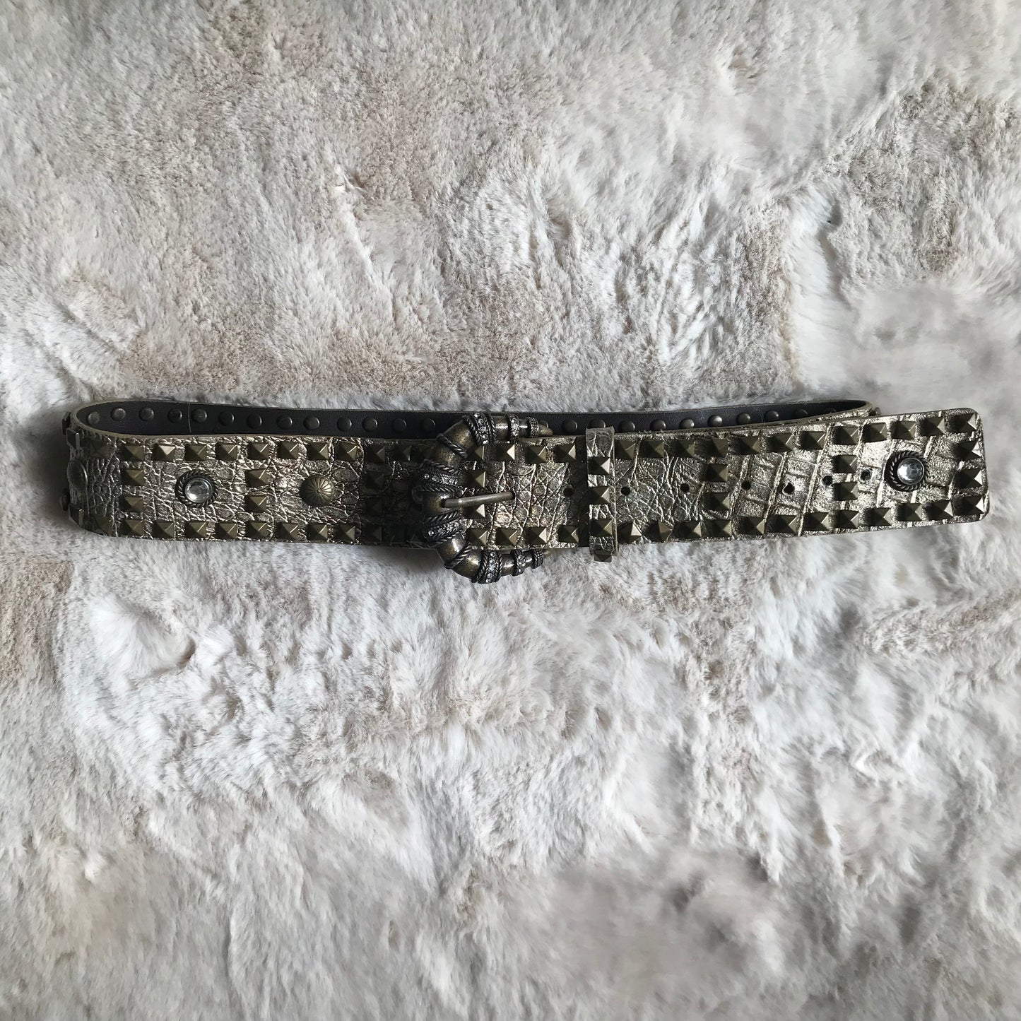 Heavy Duty Leather Rhinestone Studded Belt