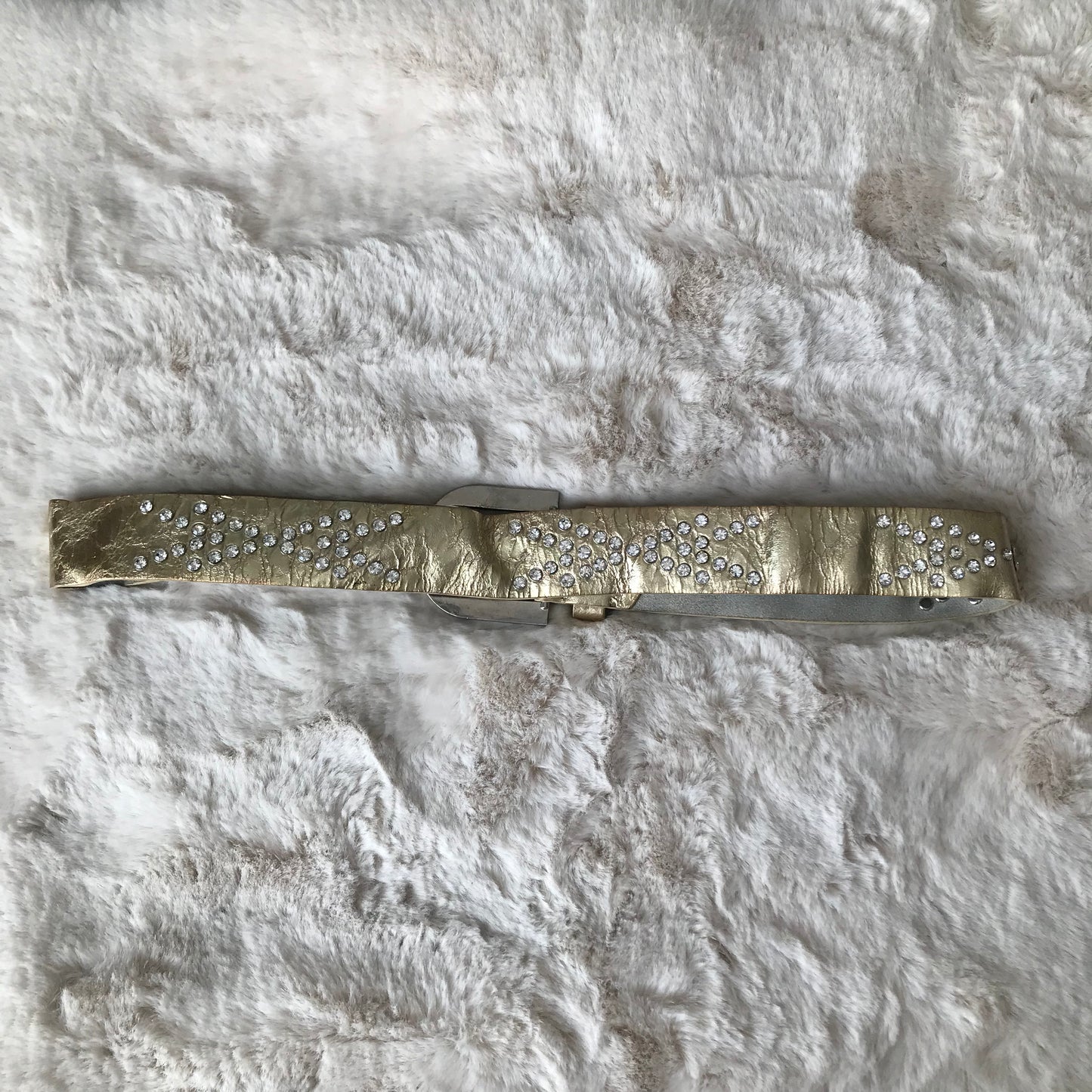 Gold & Silver Rhinestone Leather Belt