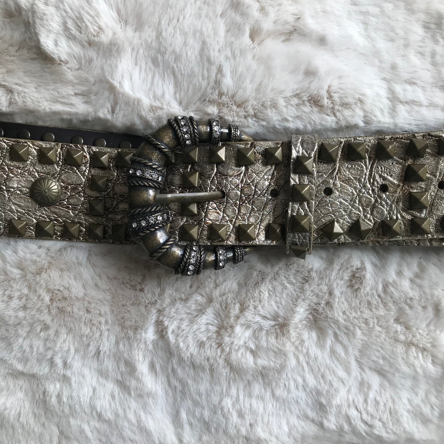 Heavy Duty Leather Rhinestone Studded Belt