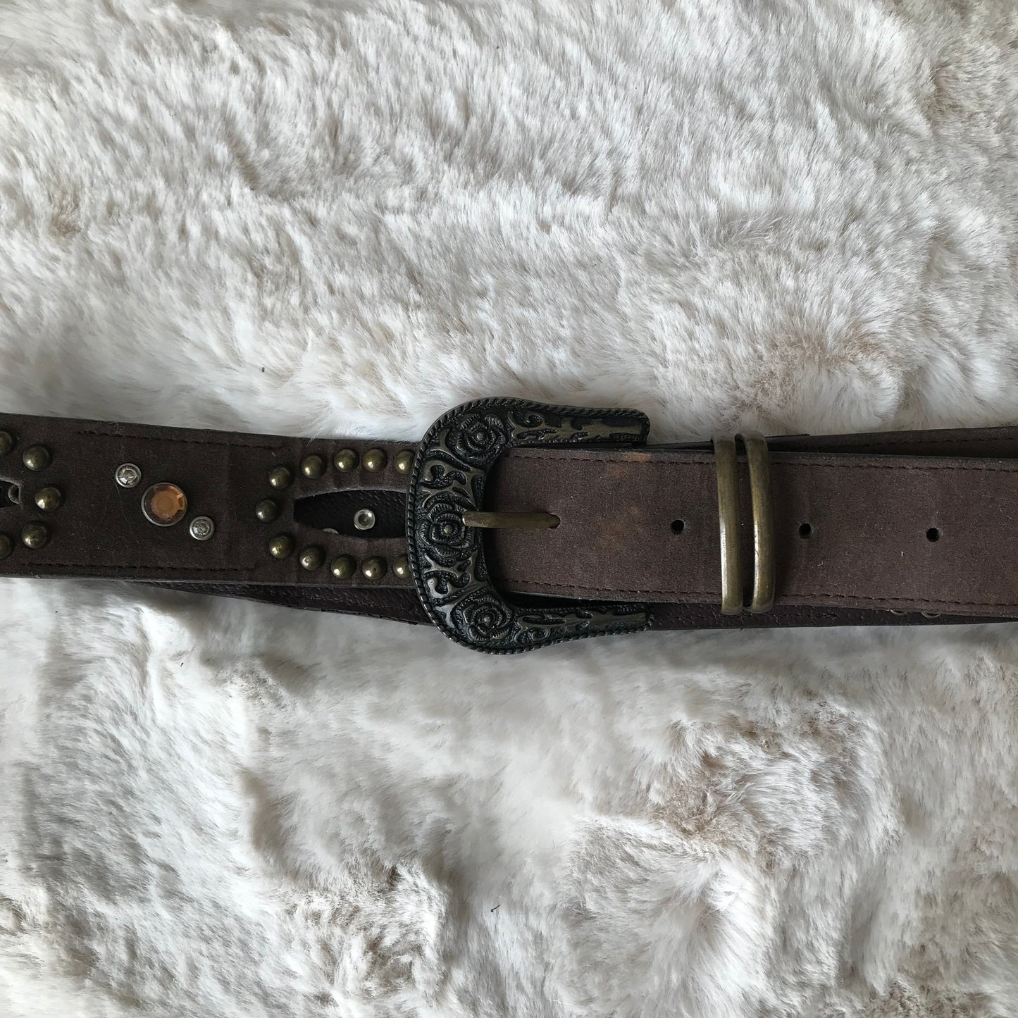 Dark Brown & Orange Rhinestone Belt