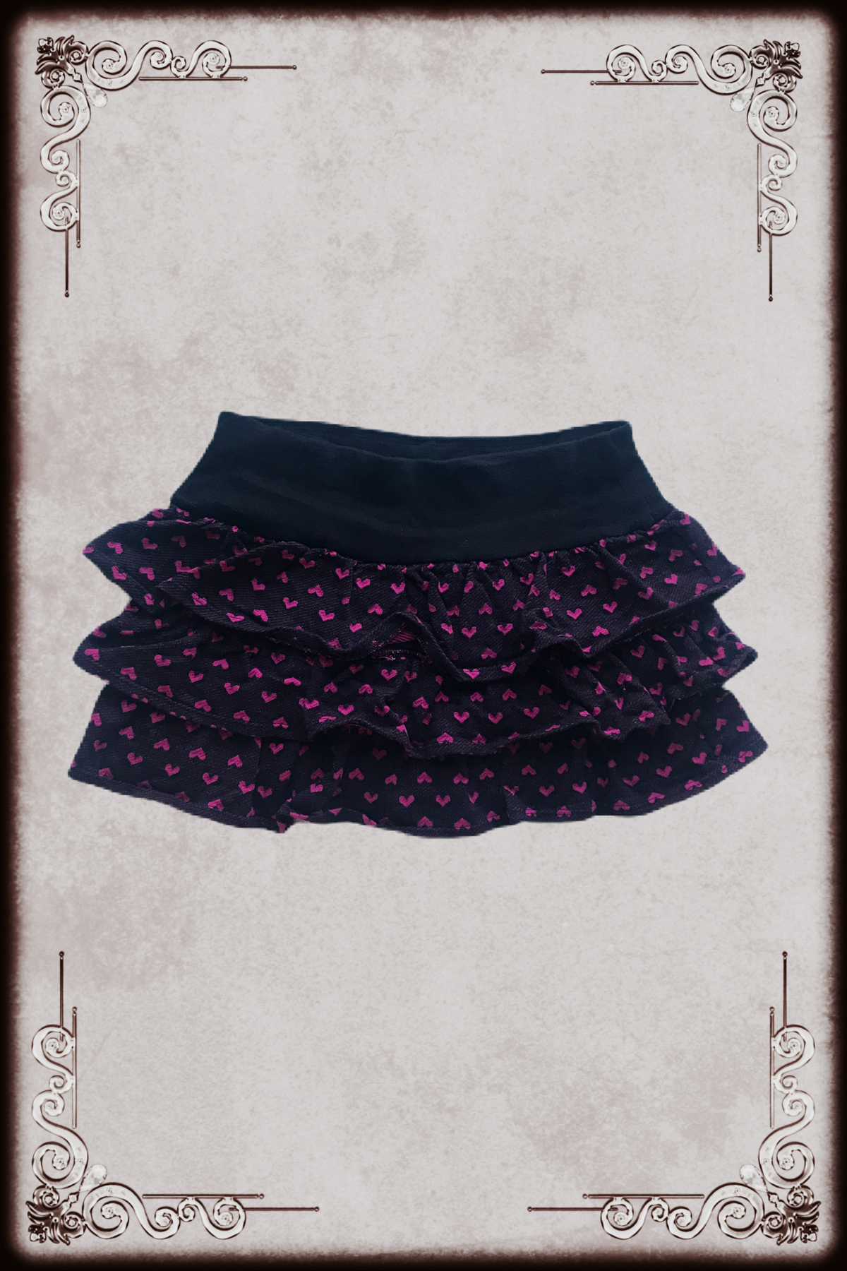 Black & Pink Bow Heart Pattern Skirt
