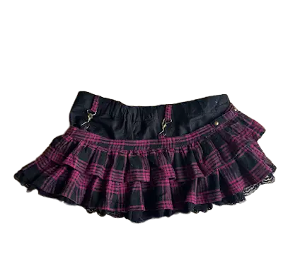 Pink/Black Plaid Layer Skort