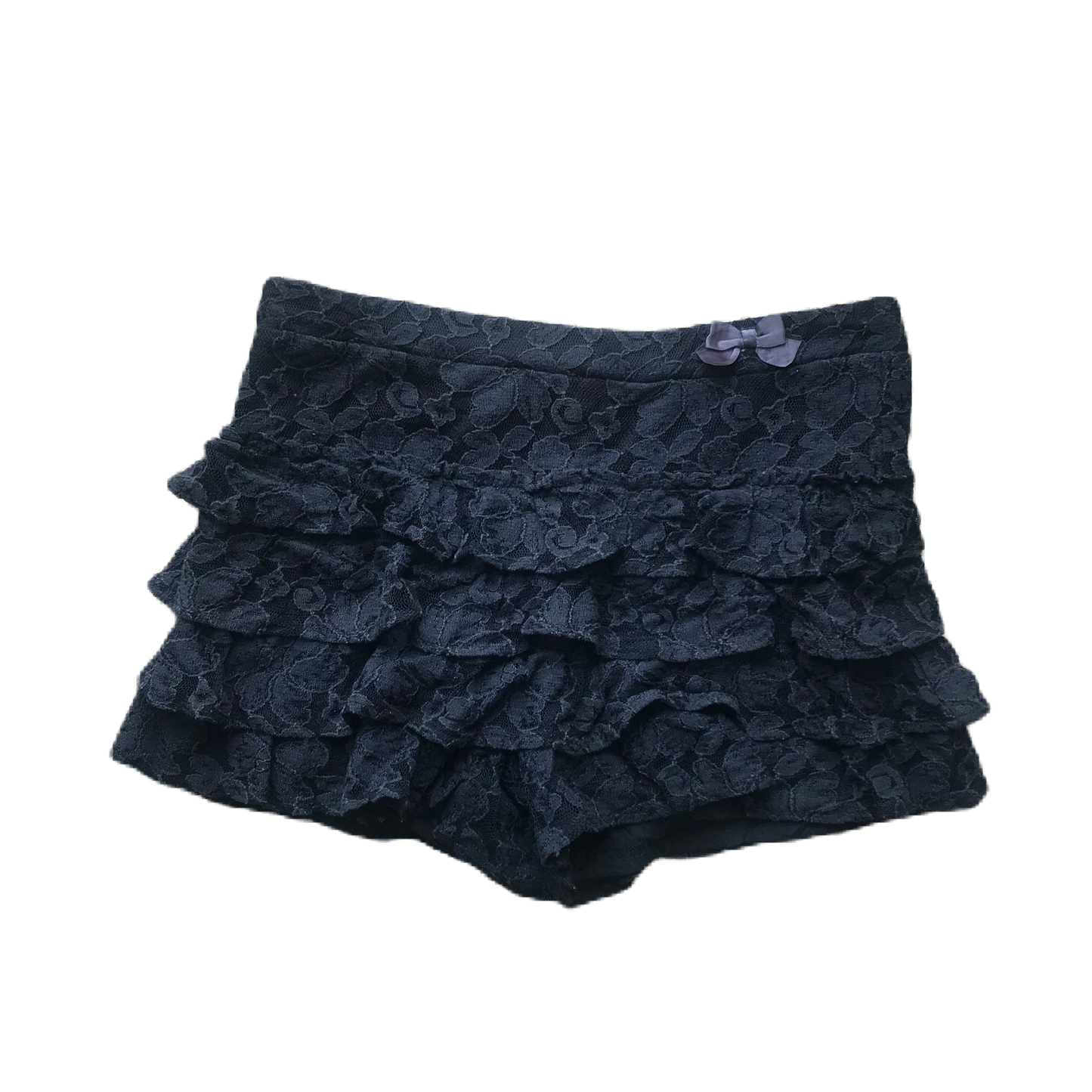Black Lace Ruffle Shorts