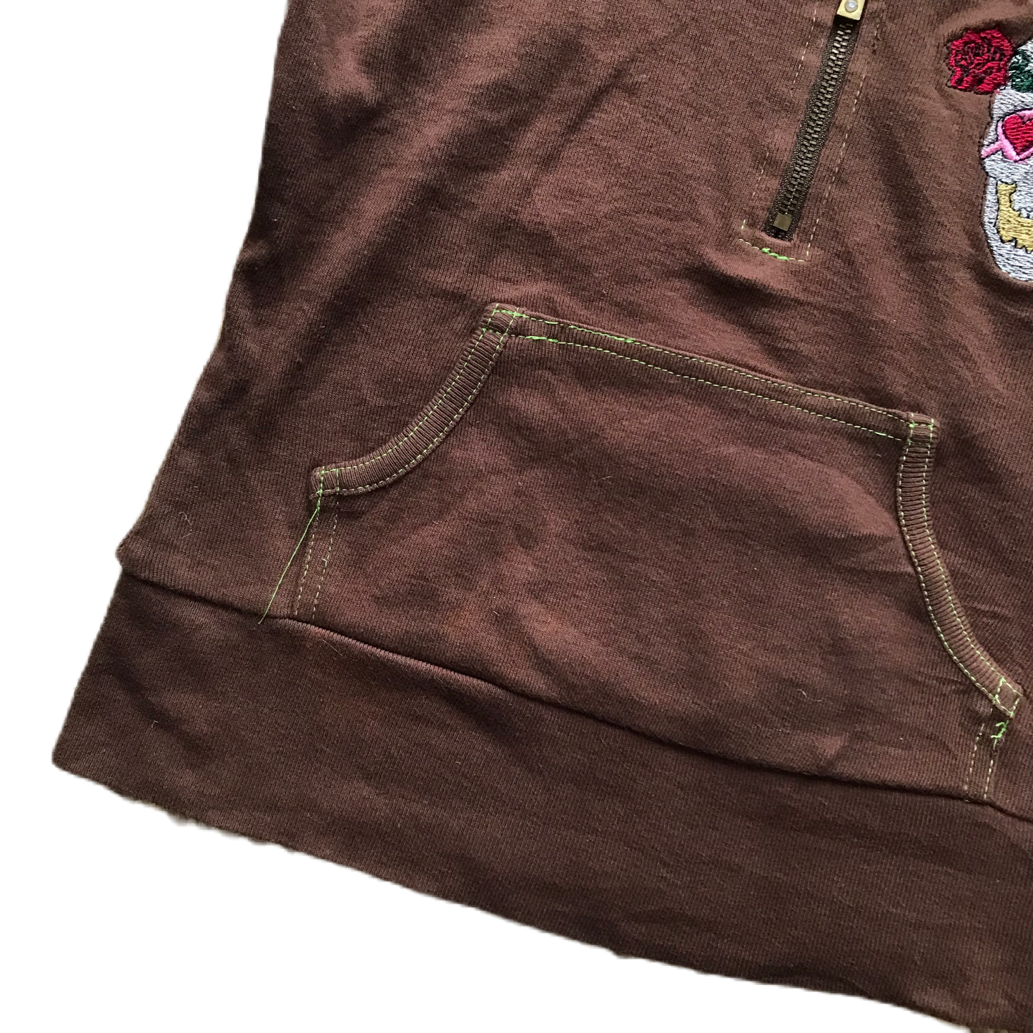 Brown Skull Cropped Hoodie