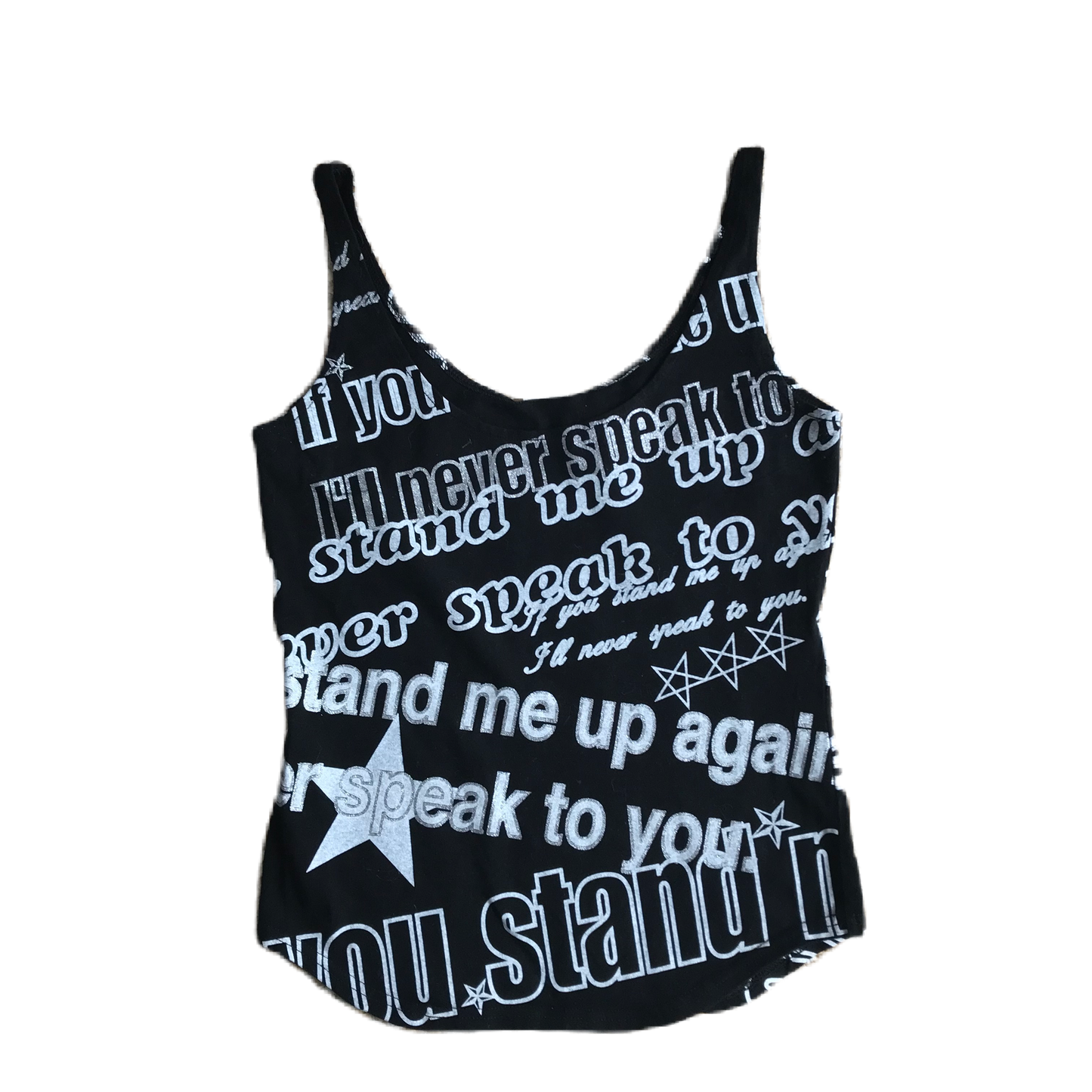 Moussy Black & White Glitter Lettering Graphic Tank Top