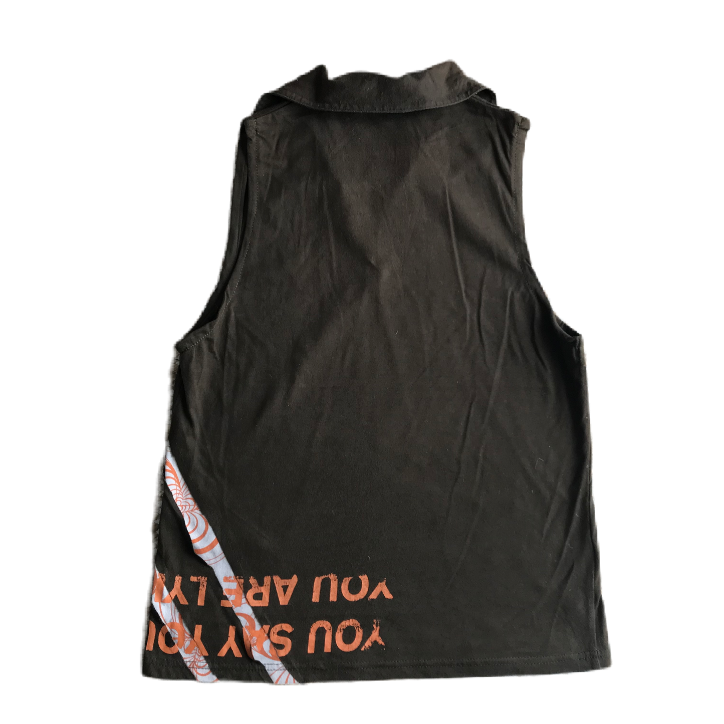 Khaki & Orange Lettering Graphic Tank Top