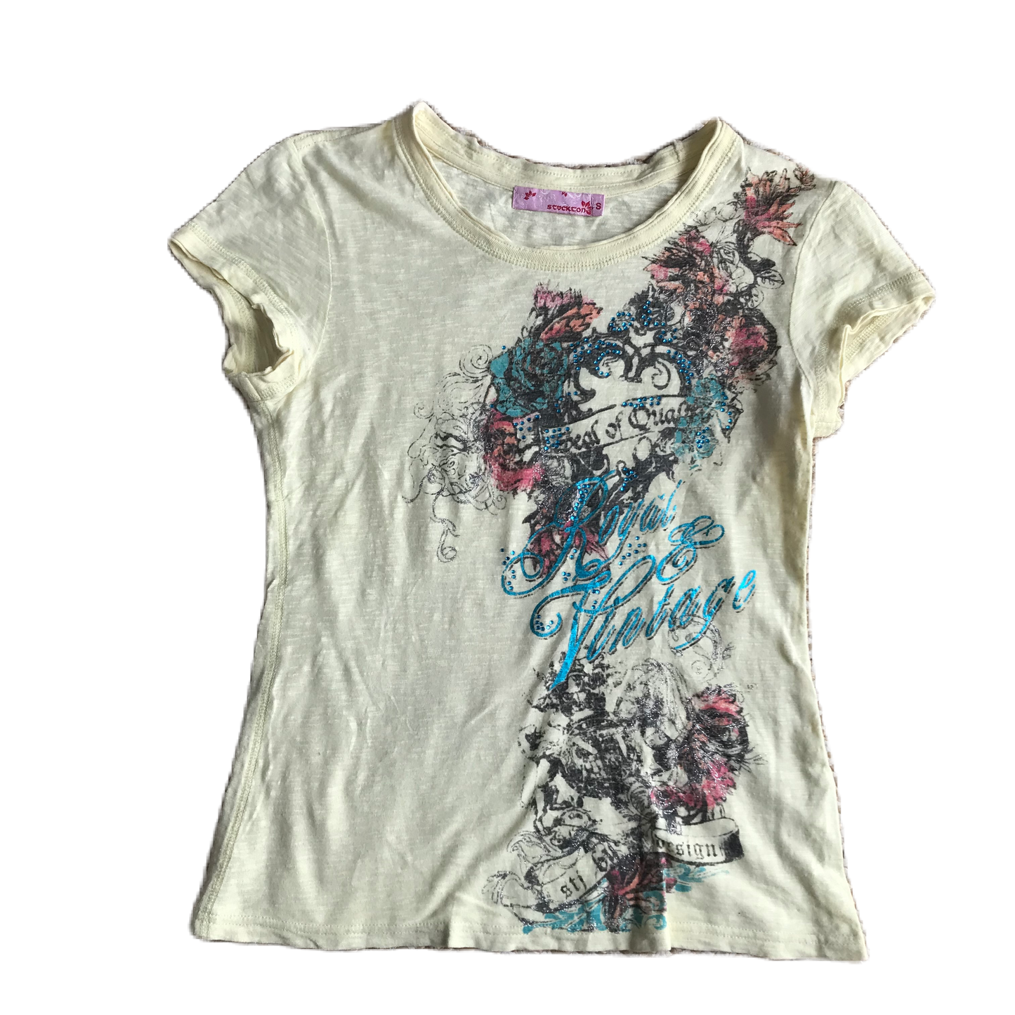 Pale Yellow Glitter & Rhinestone Tattoos Graphic Tee