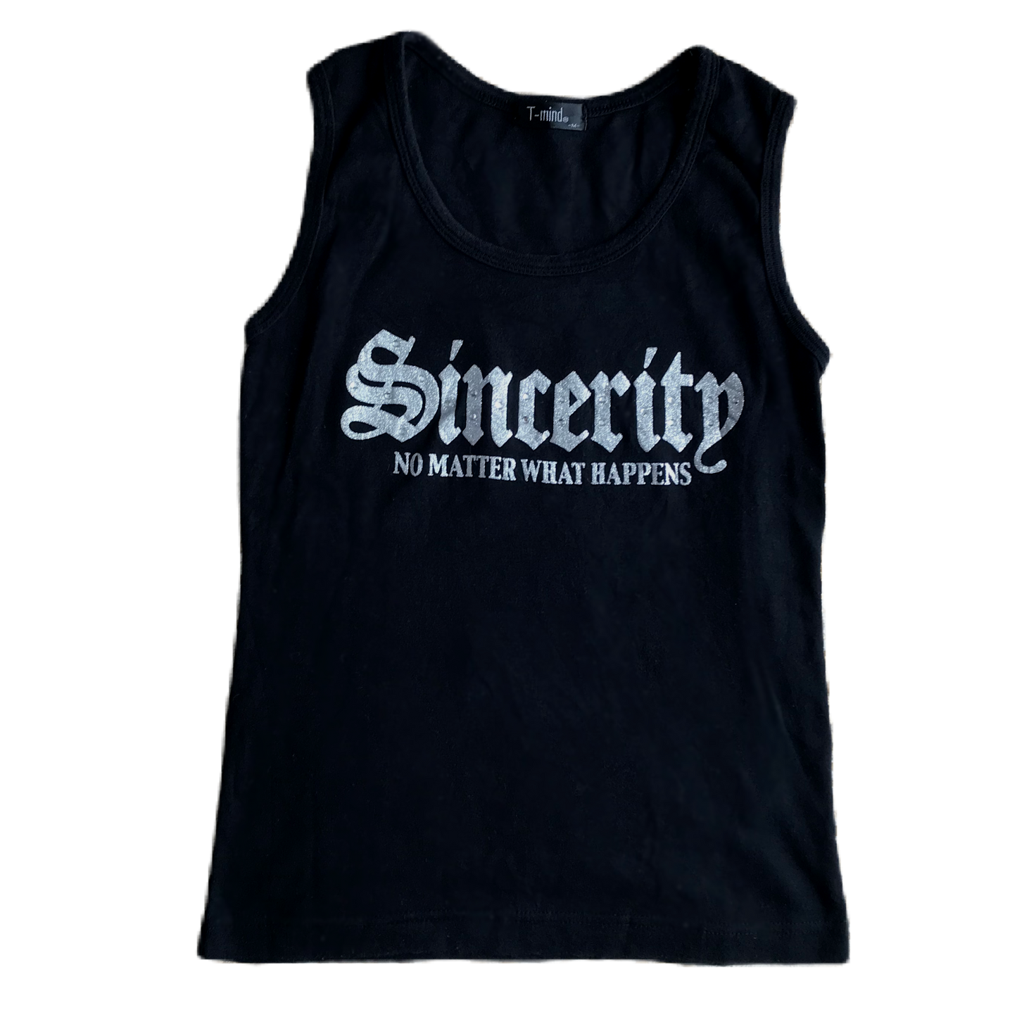 Sincerity Silver Rhinestone Lettering Tank Top