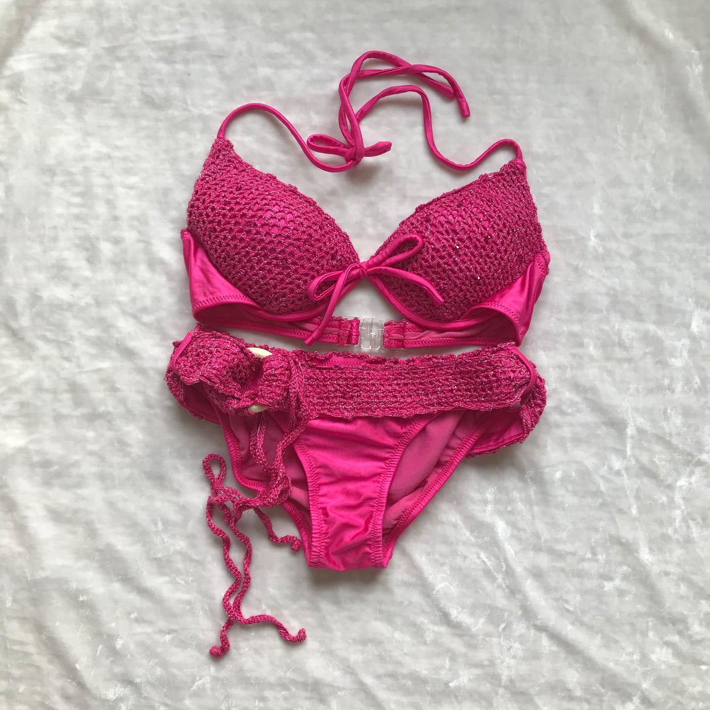 Hot Pink Sparkly Two Piece Bikini