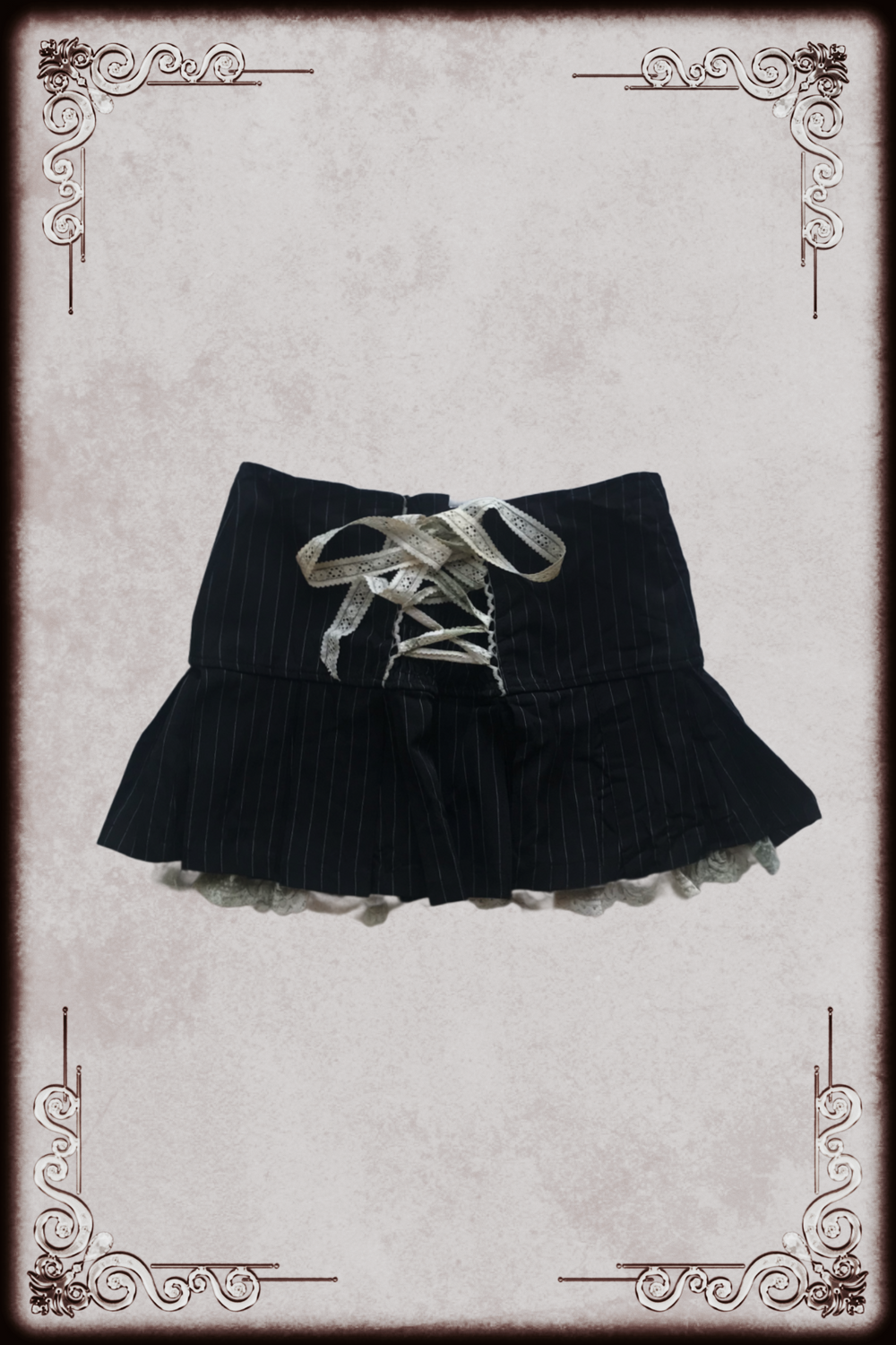 Black Pinstripe Lace Up Skirt