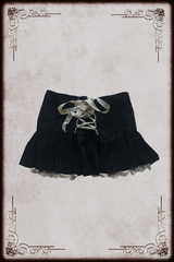 Black Pinstripe Lace Up Skirt