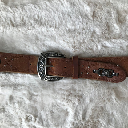 Brown Rhinestone Bow Detail Belt