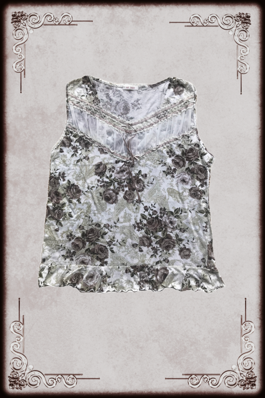 (L) Muted Floral Sleeveless Top
