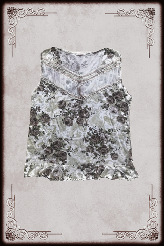 (L) Muted Floral Sleeveless Top
