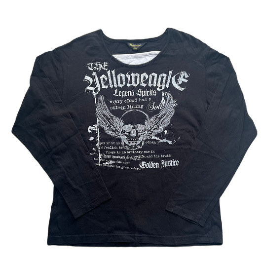 Black & White Faux Layer Skull Graphic Longsleeve