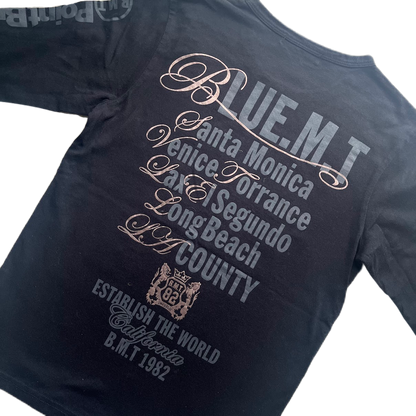 Black Grey & Muted Gold Shiny Lettering Print Long Sleeve