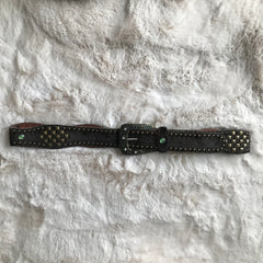 Fur Brown & Green Rhinestone Belt