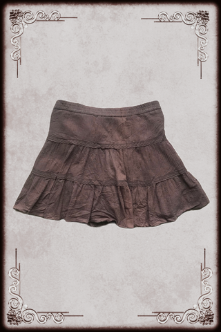 Dark Brown Lace Trim Skirt