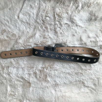 Black & Silver Leather Rhinestone Belt