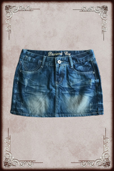 Dark Wash Flag Embroidery Denim Skirt