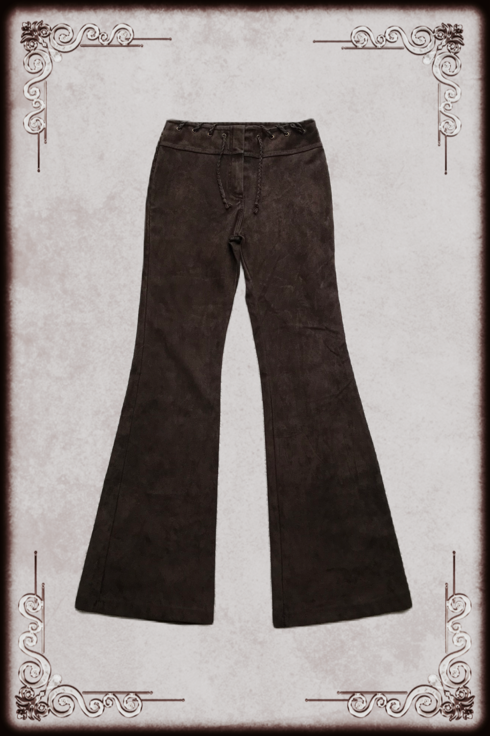 Brown Suede Lace Up Waist Flares