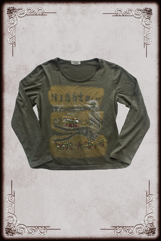 Khaki Green Graphic Sequin Long Sleeve