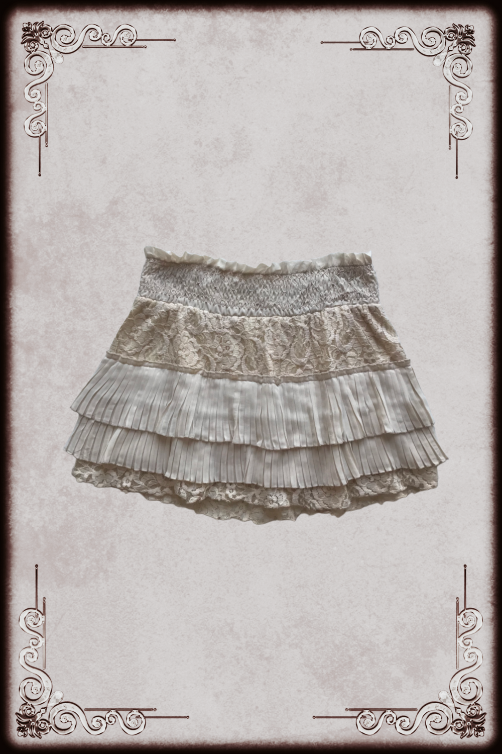 Beige Lacey Layered Skirt