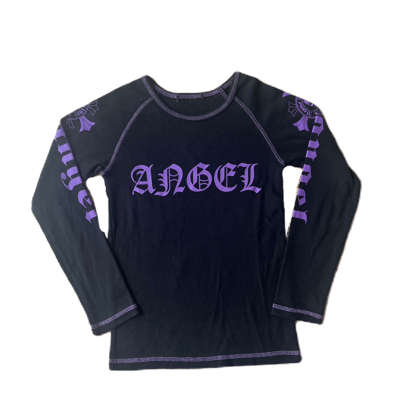 Black & Purple Angel Skull Graphic Long Sleeve