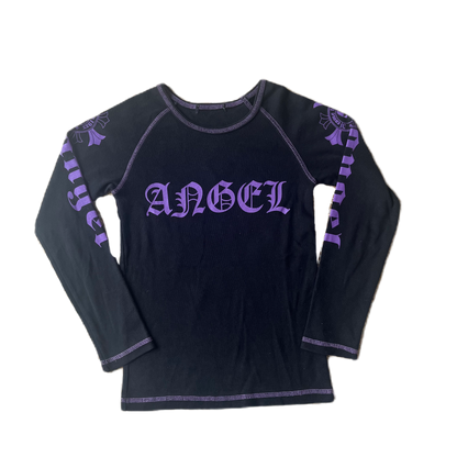 Black & Purple Angel Skull Graphic Long Sleeve