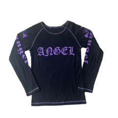 Black & Purple Angel Skull Graphic Long Sleeve