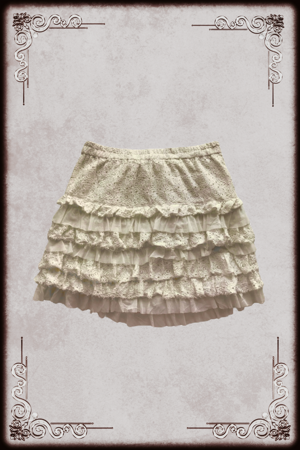 Cream Broderie Mesh Skirt