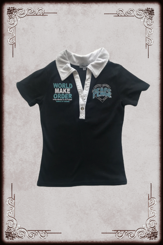 B/W & Turquoise Glitter Graphic Polo
