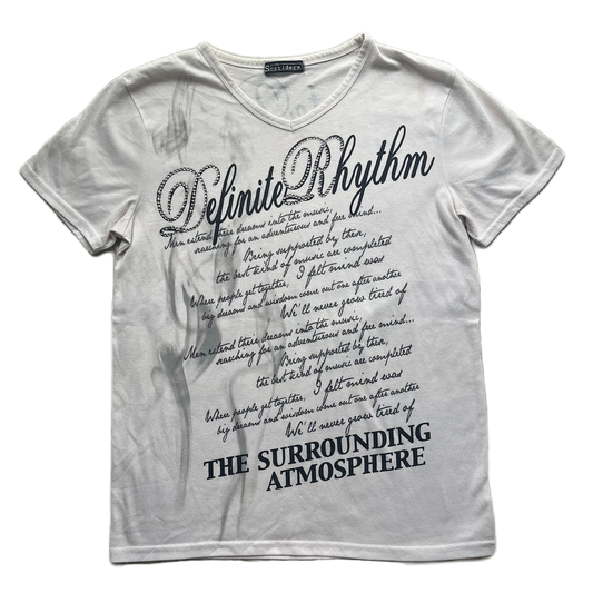 Sorridere White V-neck Black & Silver Glitter Rinestone Graphic