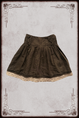 Brown and Cream Lace Faux Suede Skirt