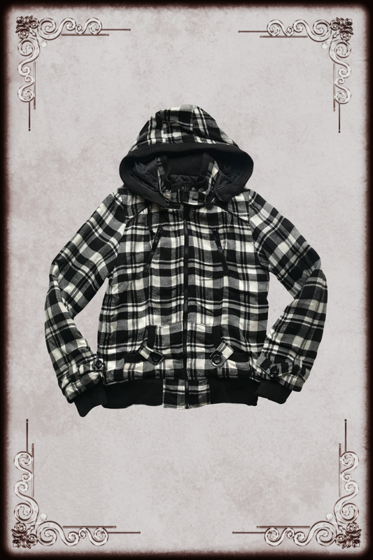 Black & White Plaid Zipper Jacket