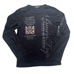 Black Grey & Muted Gold Shiny Lettering Print Long Sleeve