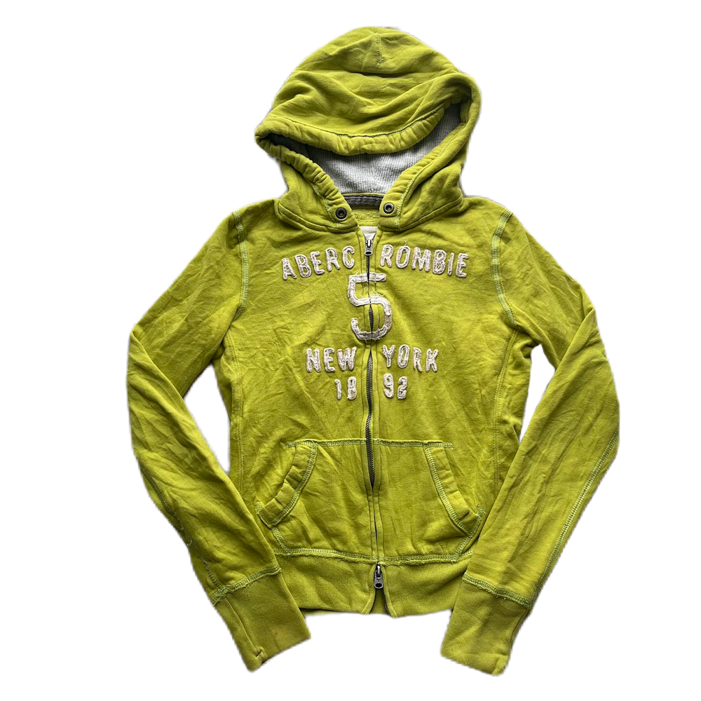 Abercrombie Lime Green Zip-up Cord Lined Hood