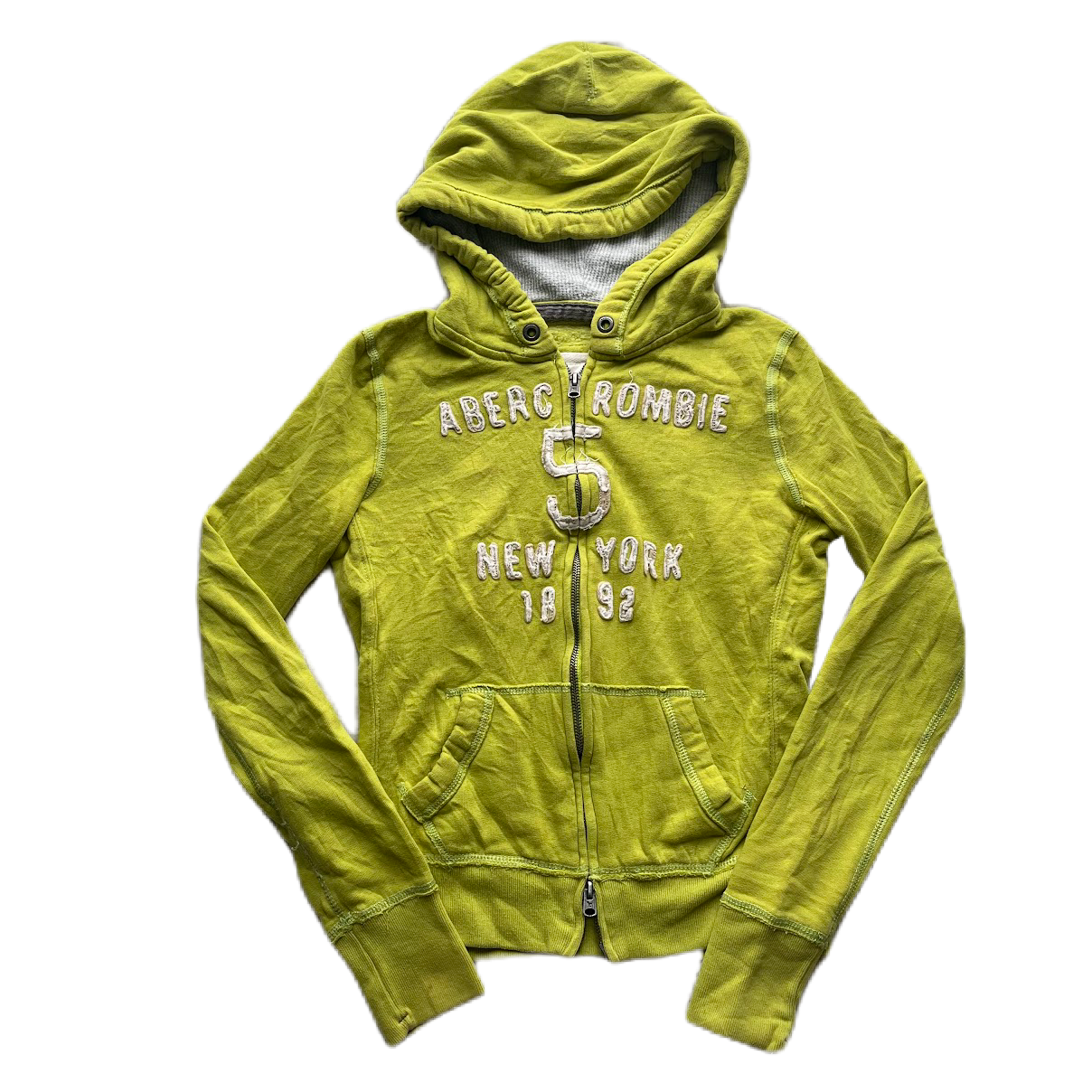Abercrombie Lime Green Zip-up Cord Lined Hood