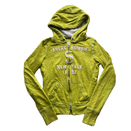 Abercrombie Lime Green Zip-up Cord Lined Hood
