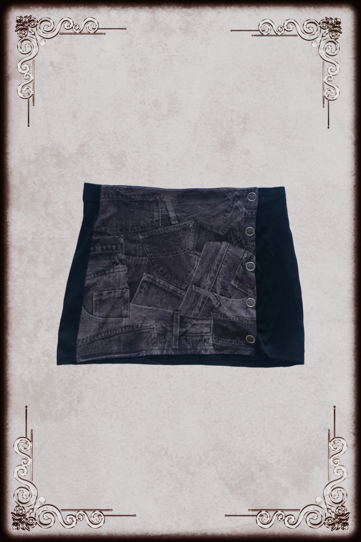 Graphic Pattern Button Skirt