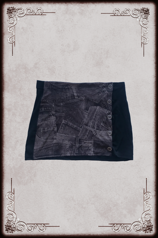 Graphic Pattern Button Skirt