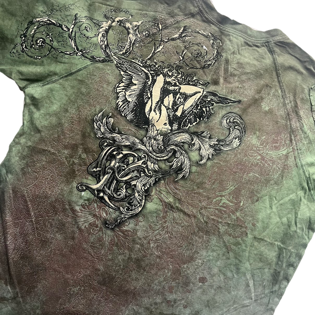 Green Tie-Dye Graphic Print Long Sleeve