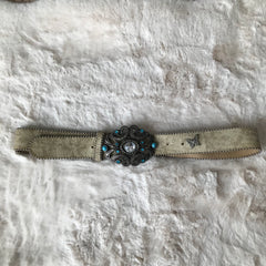 Cream & Turquoise Leather Butterfly Belt