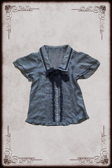 Axes Femme Navy & White Pinstripe Bow Top